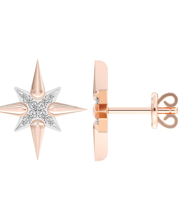 Youth North Star 18k Rose Gold Diamond Earrings