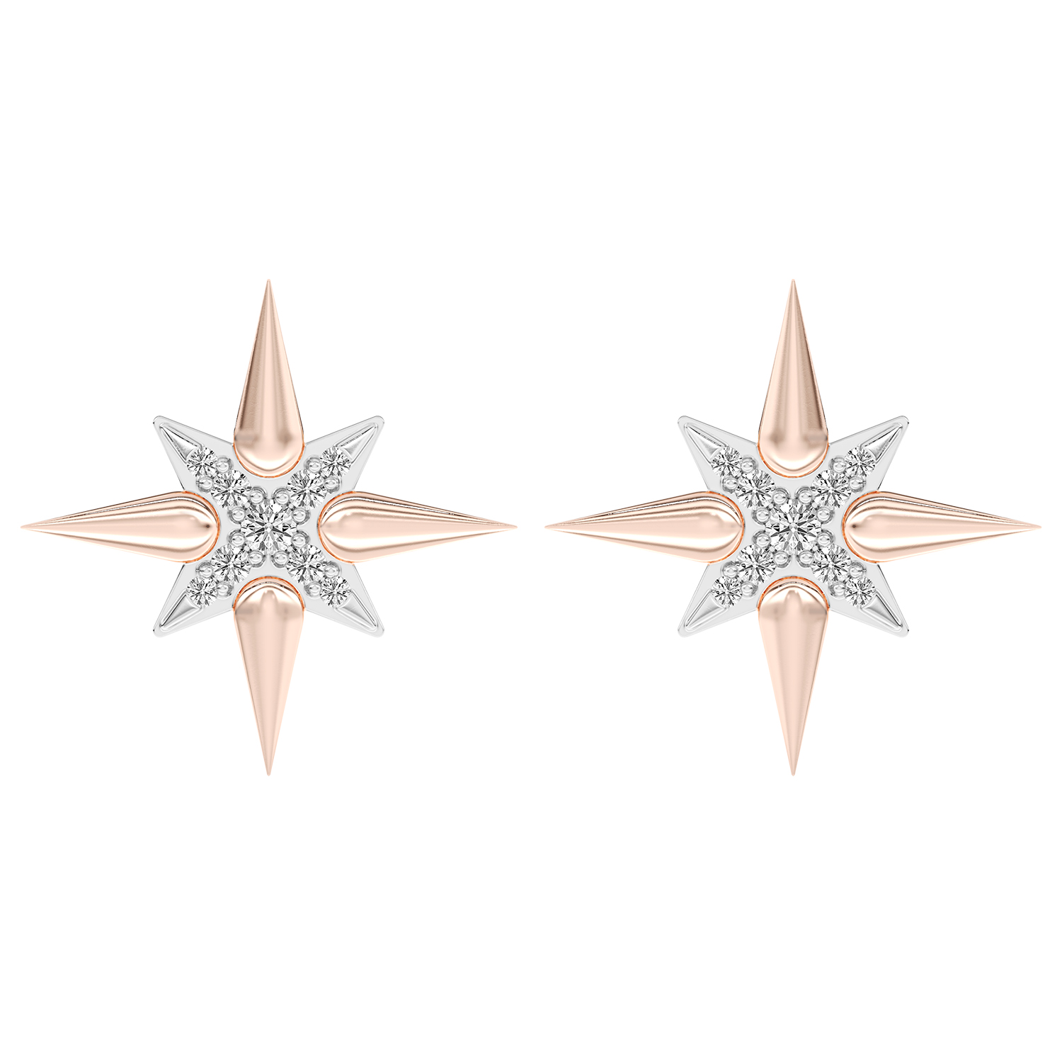 Youth North Star 18k Rose Gold Diamond Earrings