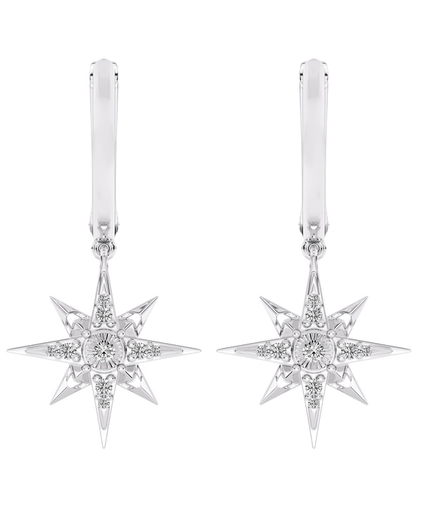 Youth North Star 18k White Gold Diamond Earrings