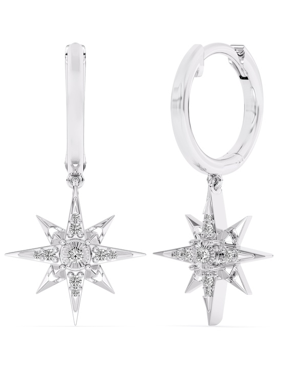Youth North Star 18k White Gold Diamond Earrings