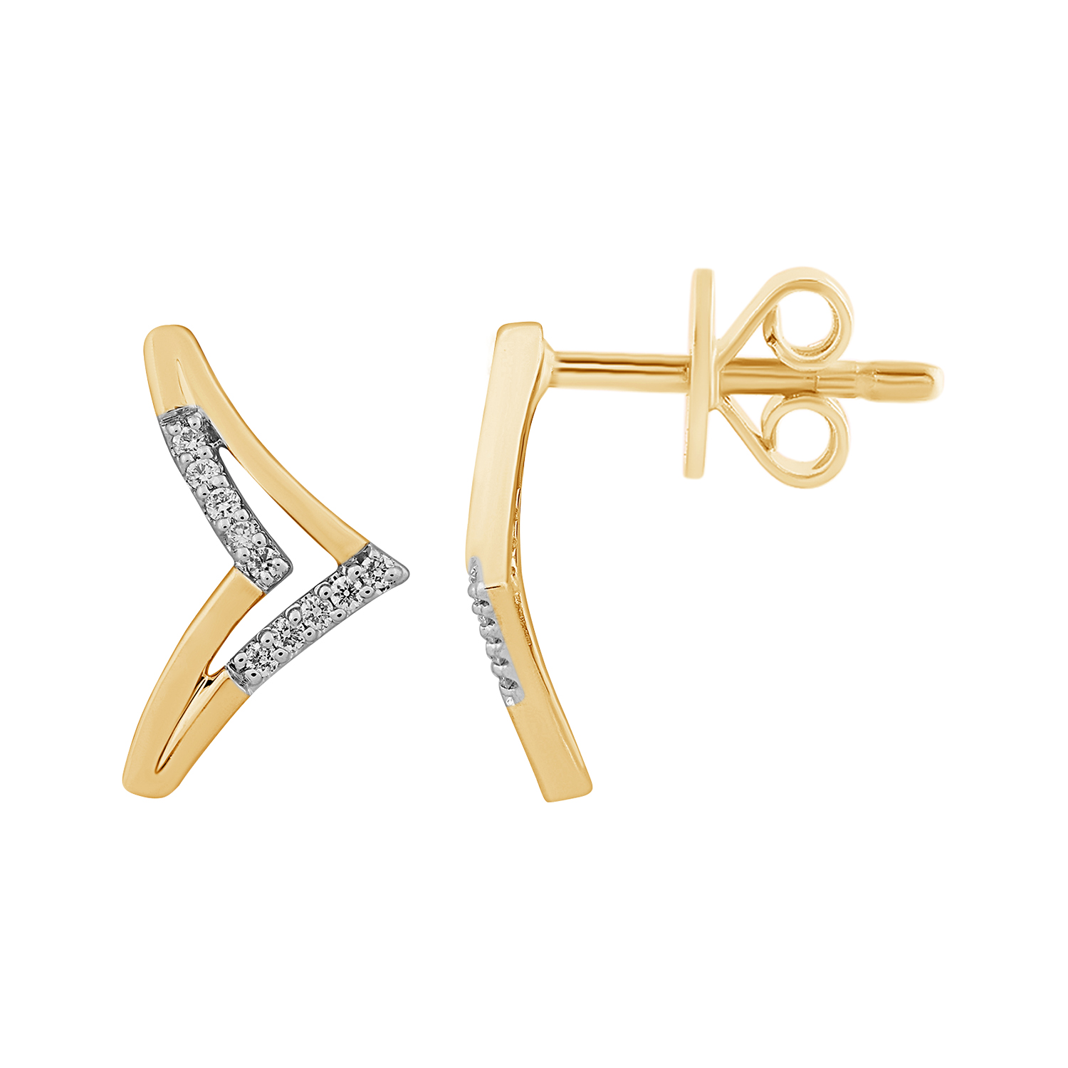 Peak Diamond Earring in 18K Yellow Gold