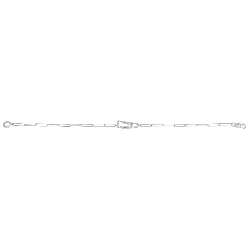 Youth Paper Clip 18k White Gold Diamond Bracelet