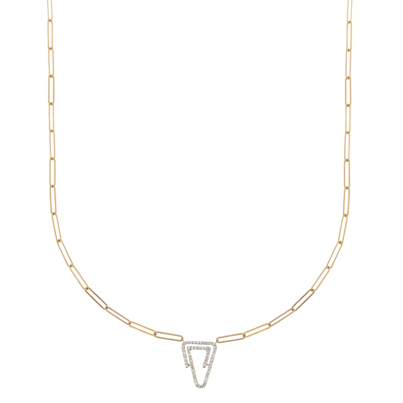 Youth Paper Clip 18k Rose Gold Diamond Necklace