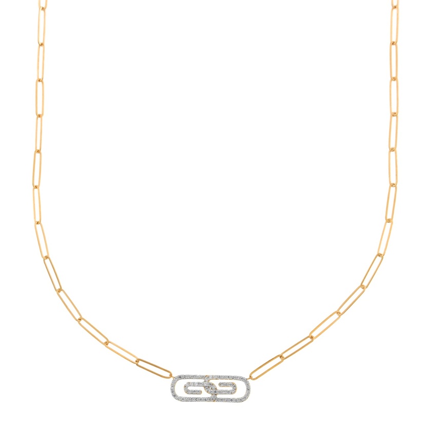 Youth Paper Clip 18k Rose Gold Diamond Necklace