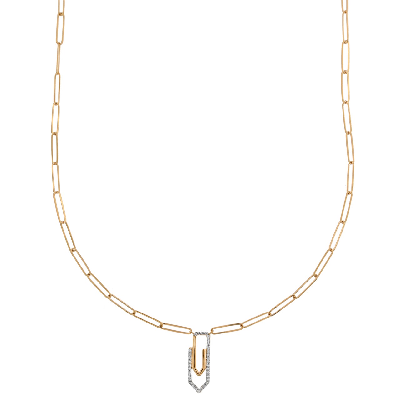 Youth Paper Clip 18k Rose Gold Diamond Necklace