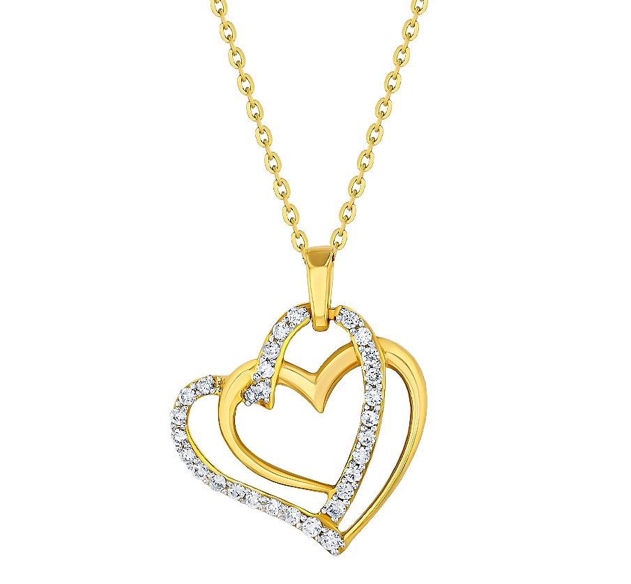 Youth 18k Yellow Gold
and Diamond Heart Shaped Pendant Necklace