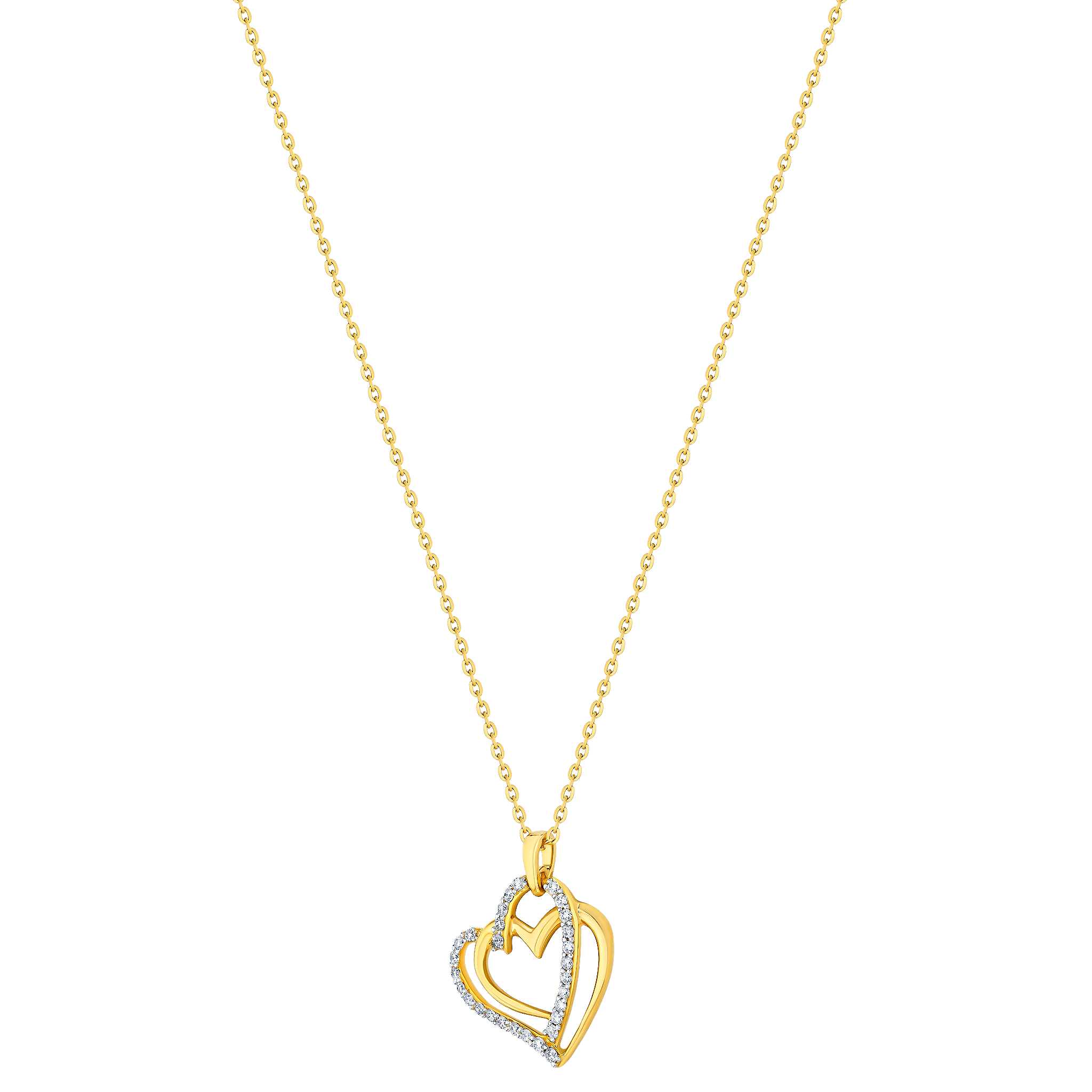 Youth 18k Yellow Gold
and Diamond Heart Shaped Pendant Necklace