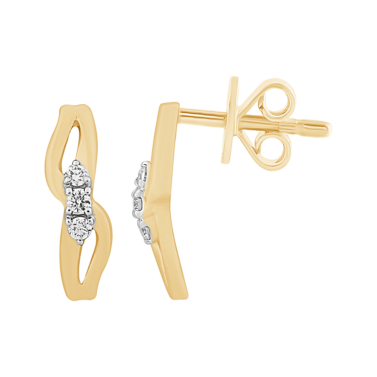 Youth Wave 18k Yellow Gold Diamond Earrings