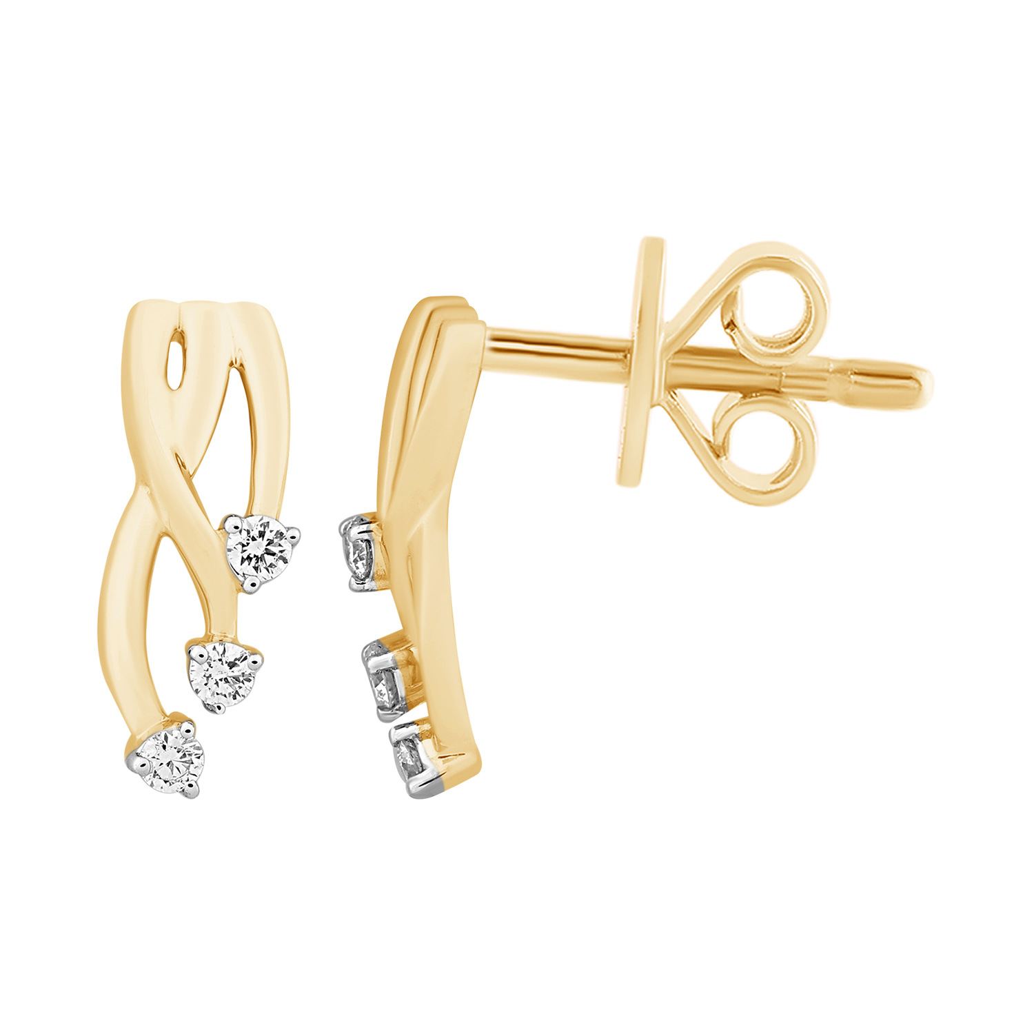 Youth Wave 18K Yellow Gold Diamond Earrings
