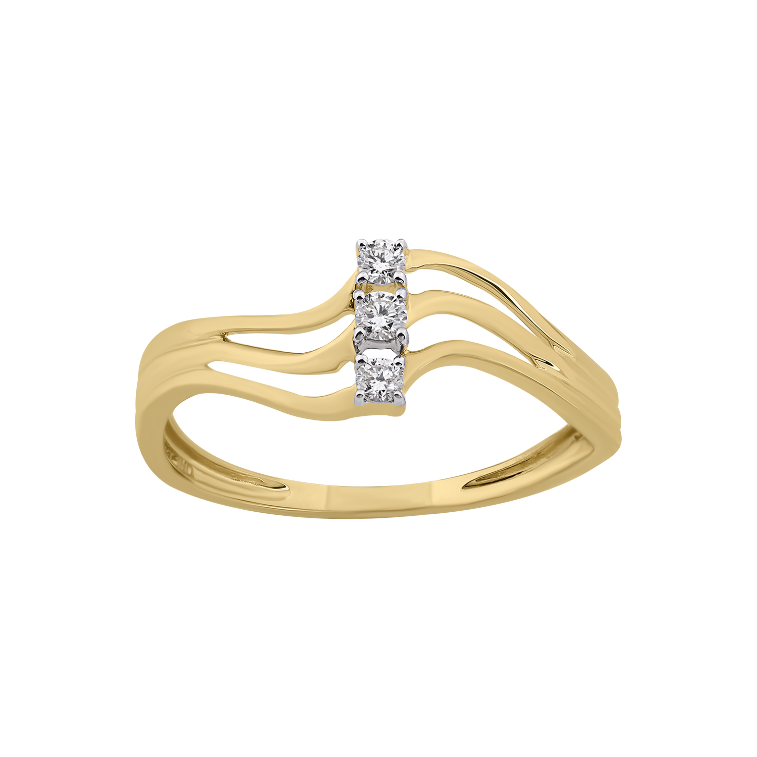 Wave Diamond Ring in 18K Yellow Gold