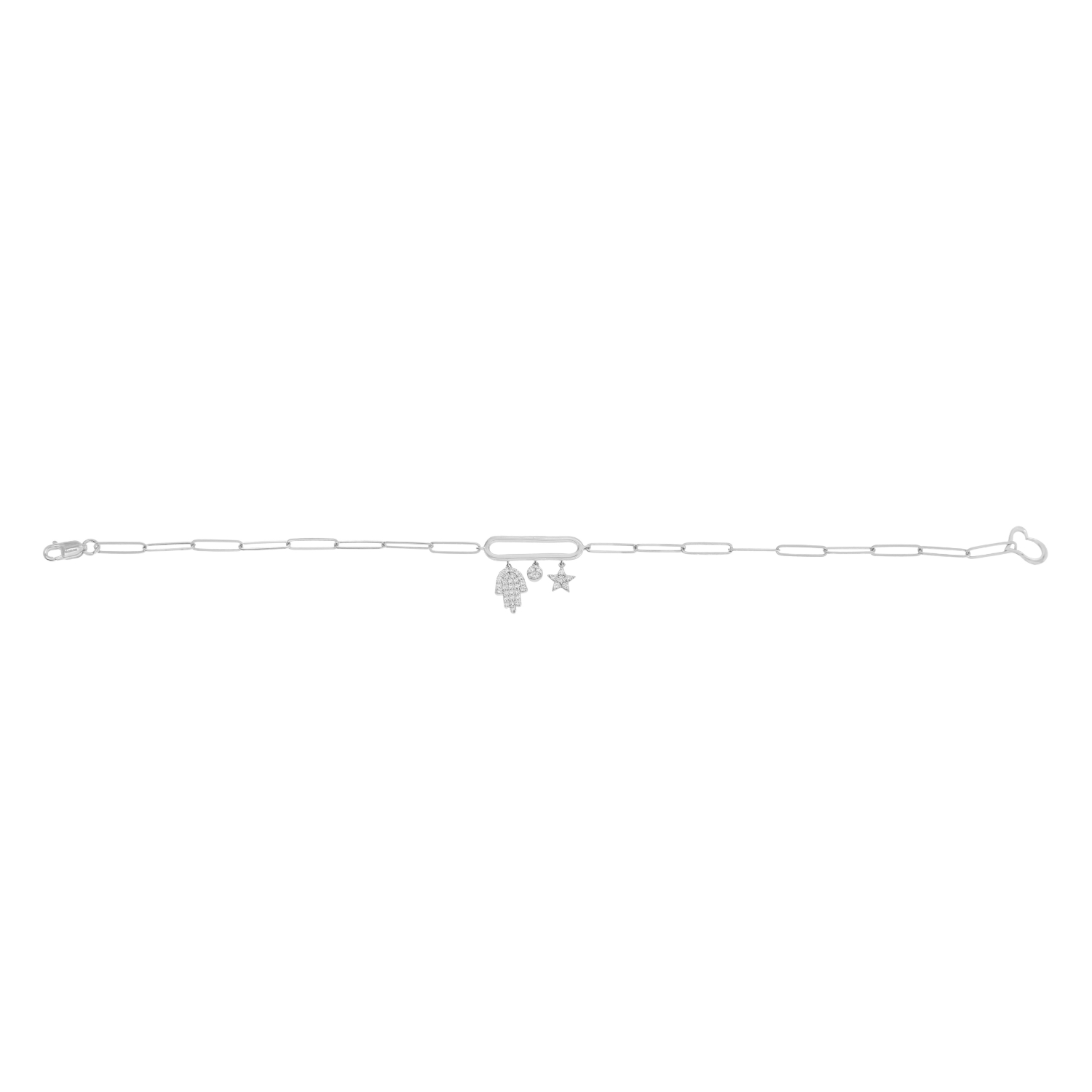 Youth Paper Clip 18K White Gold Diamond Bracelet