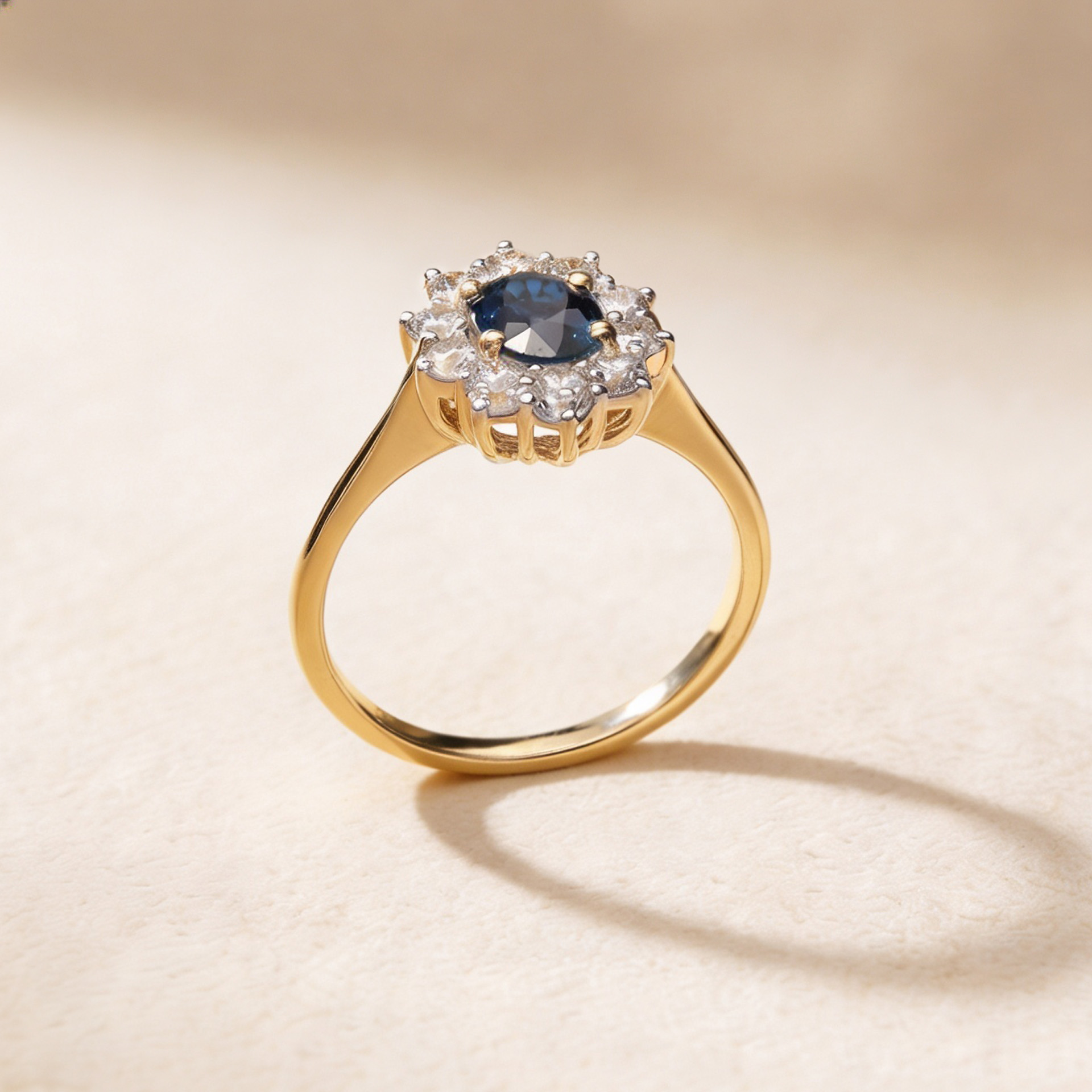 Diana 18K Yellow Gold Diamond And Sapphire Ring