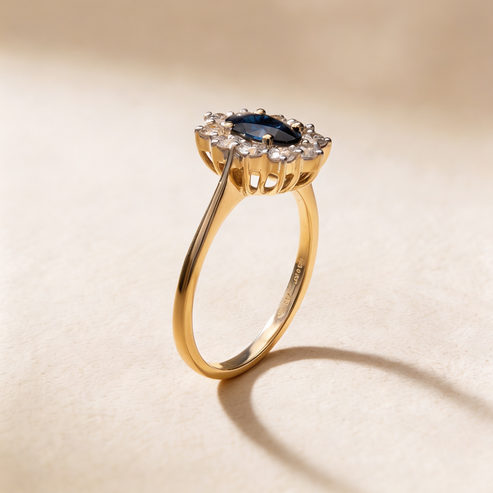 Diana 18K Yellow Gold Diamond And Sapphire Ring