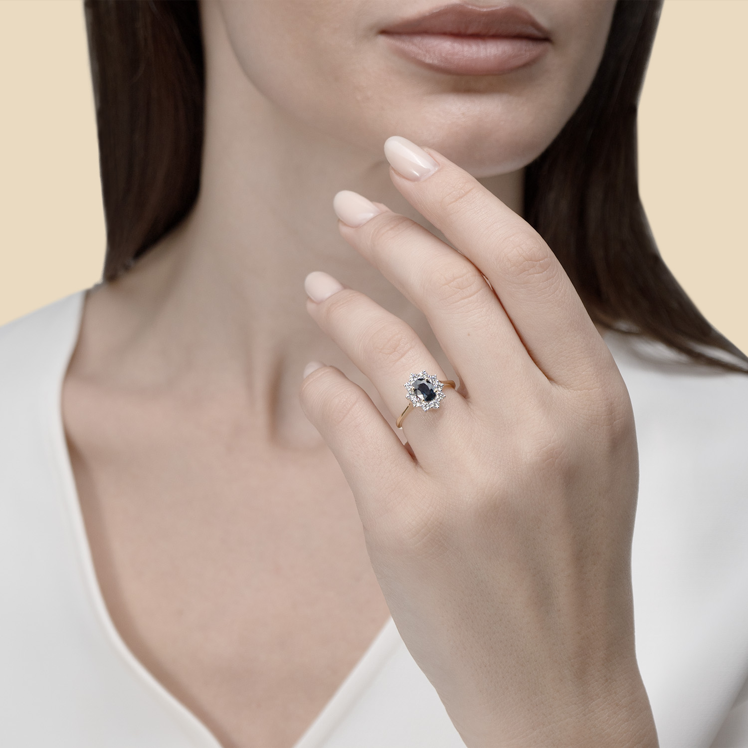 Diana 18K Yellow Gold Diamond And Sapphire Ring