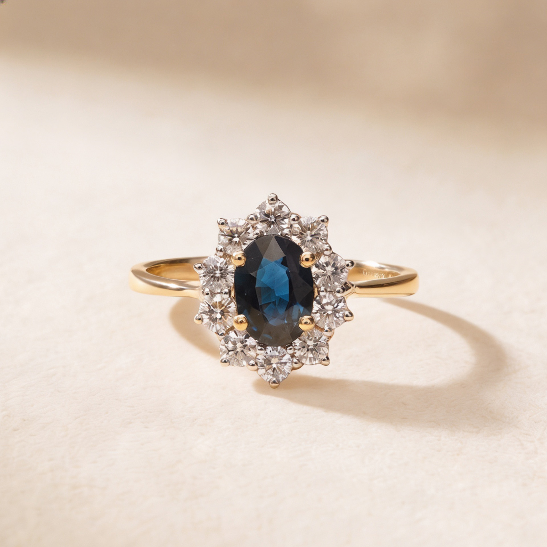 Diana 18K Yellow Gold Diamond And Sapphire Ring