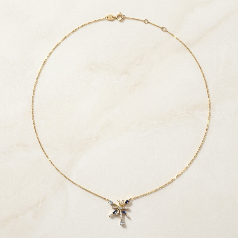 Sparkles 18K Yellow Gold Diamond, Blue Topaz & London Topaz Necklace