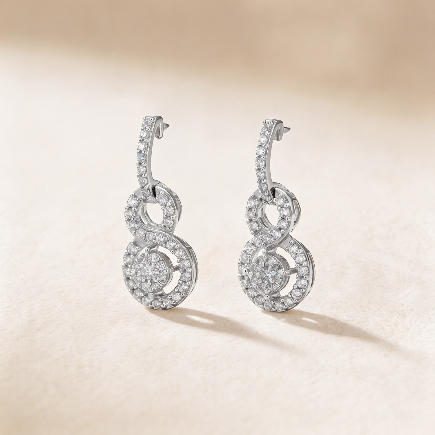 Onesixeight Earrings In 18k White Gold Studded With Round Diamonds