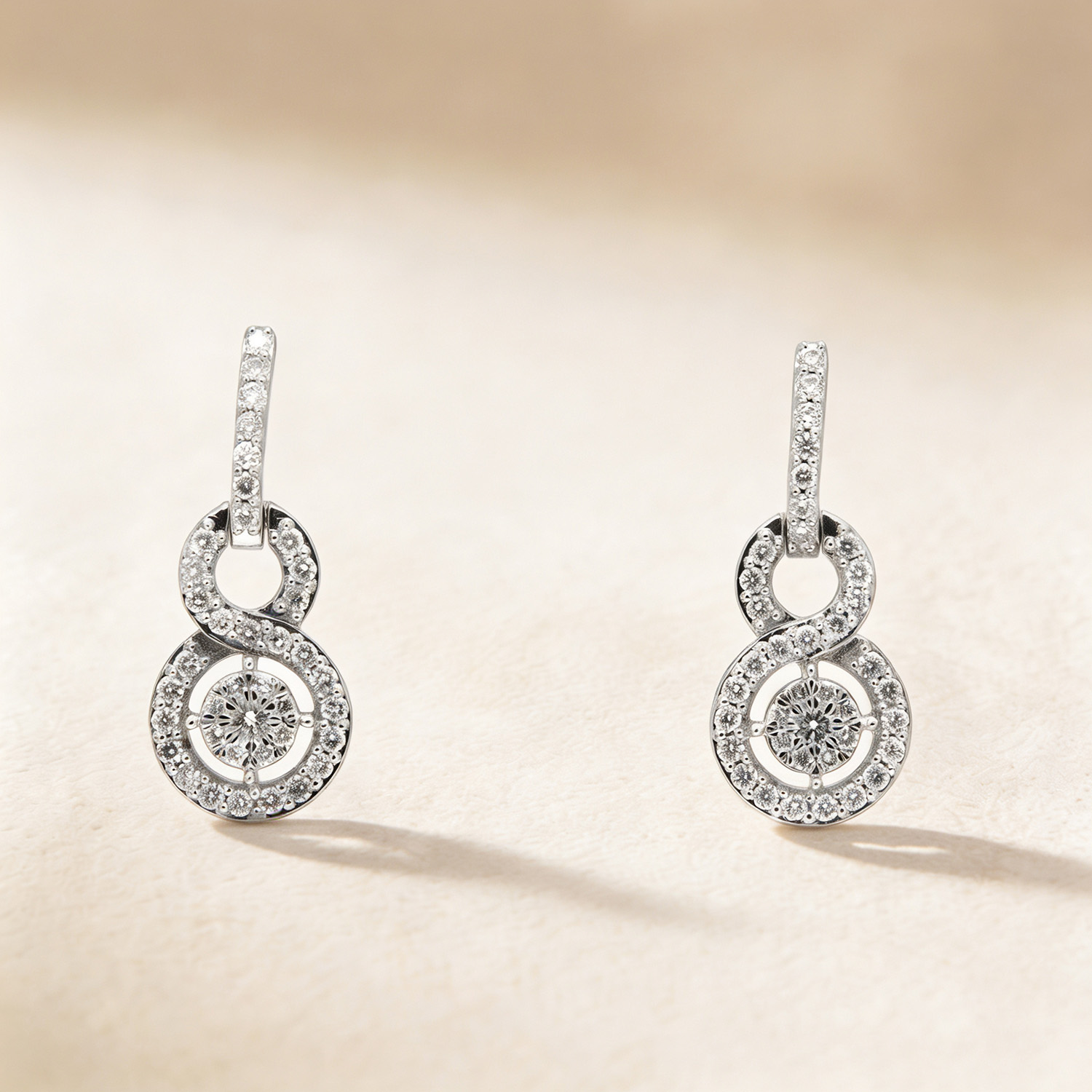 Onesixeight Earrings In 18k White Gold Studded With Round Diamonds