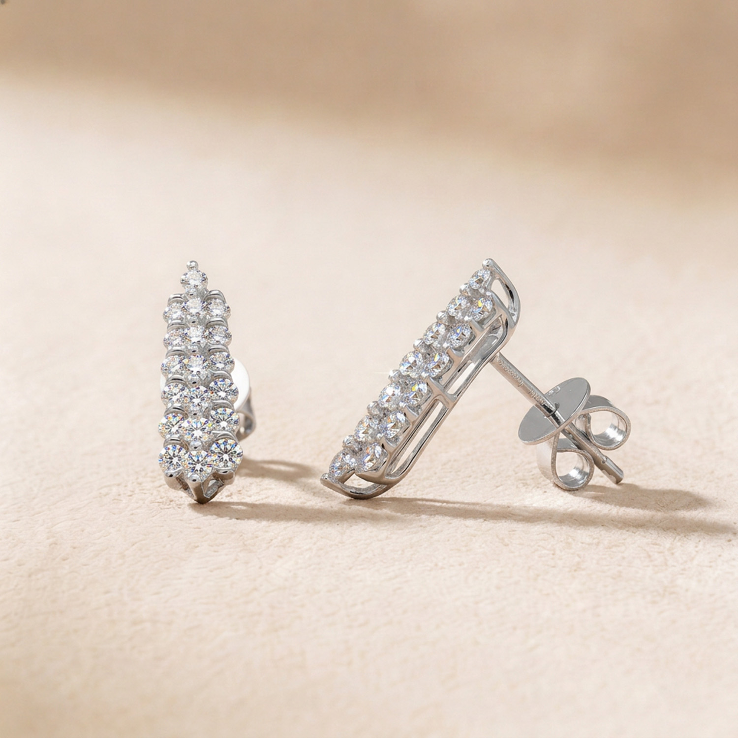 Zenith Diamond Earring in 18K White Gold