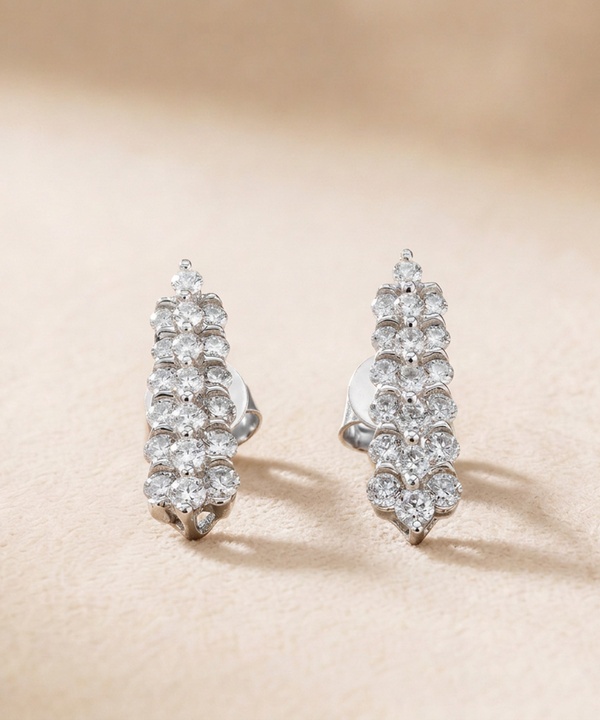 Zenith Diamond Earring in 18K White Gold