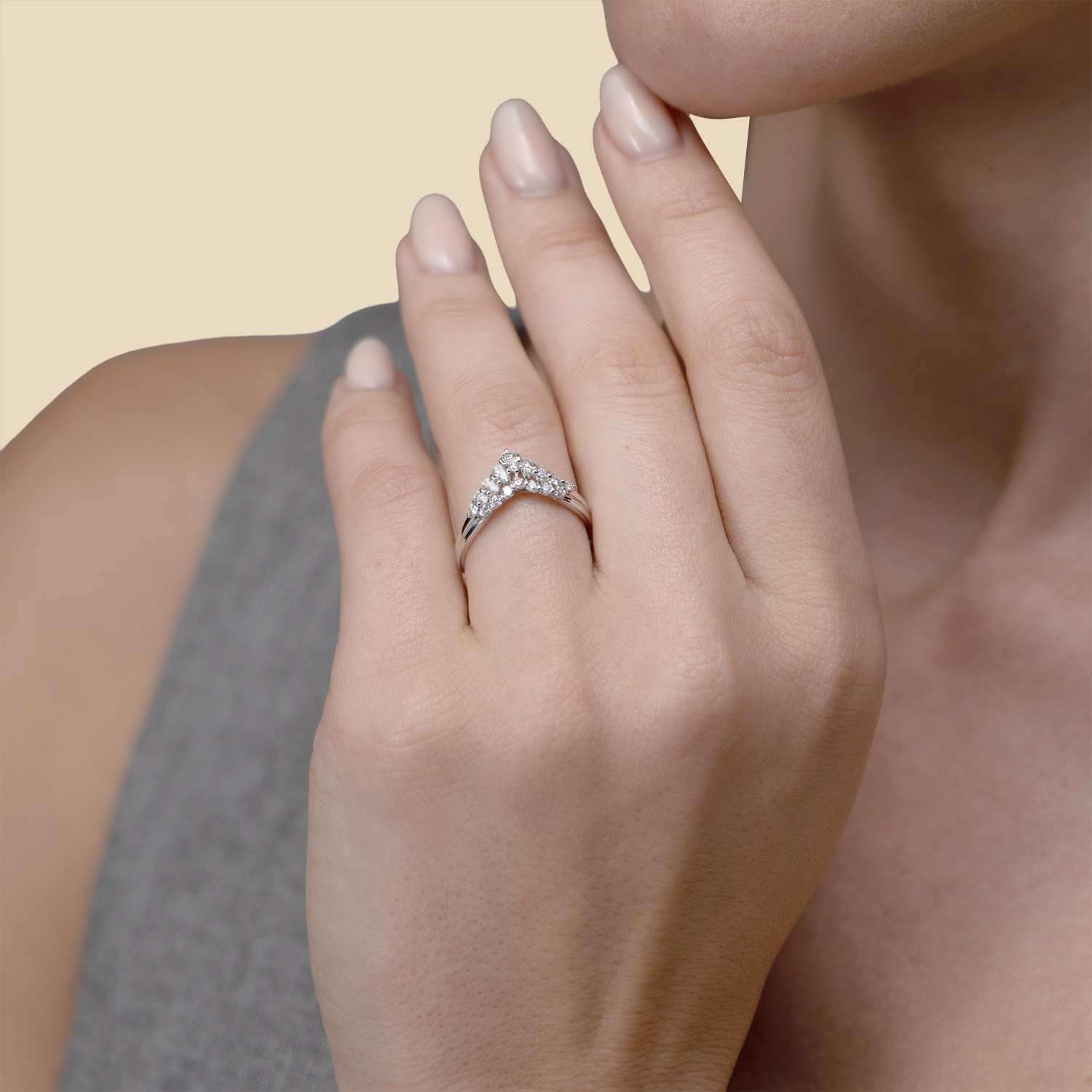 Zenith Diamond Ring in 18K White Gold