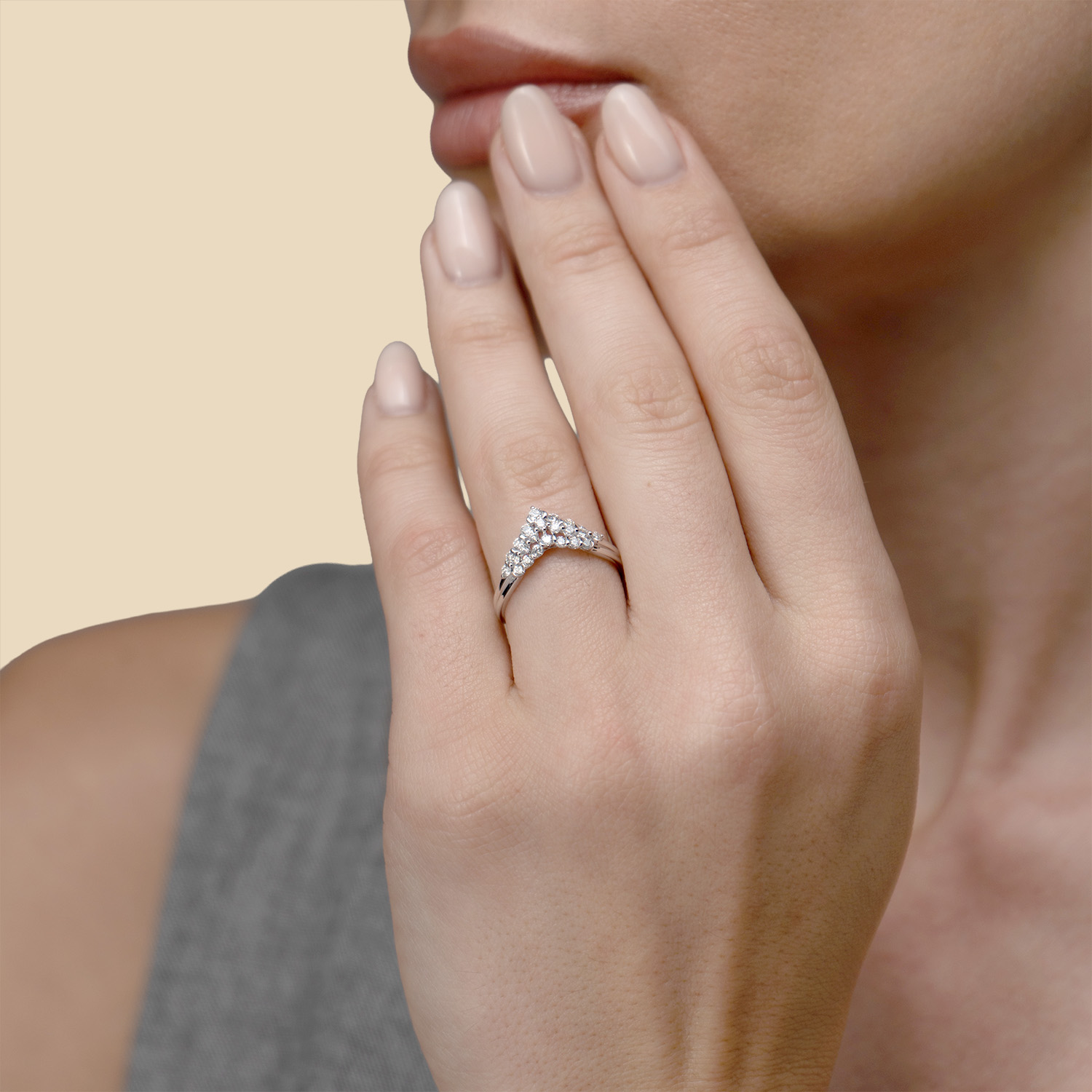 Zenith Diamond Ring in 18K White Gold