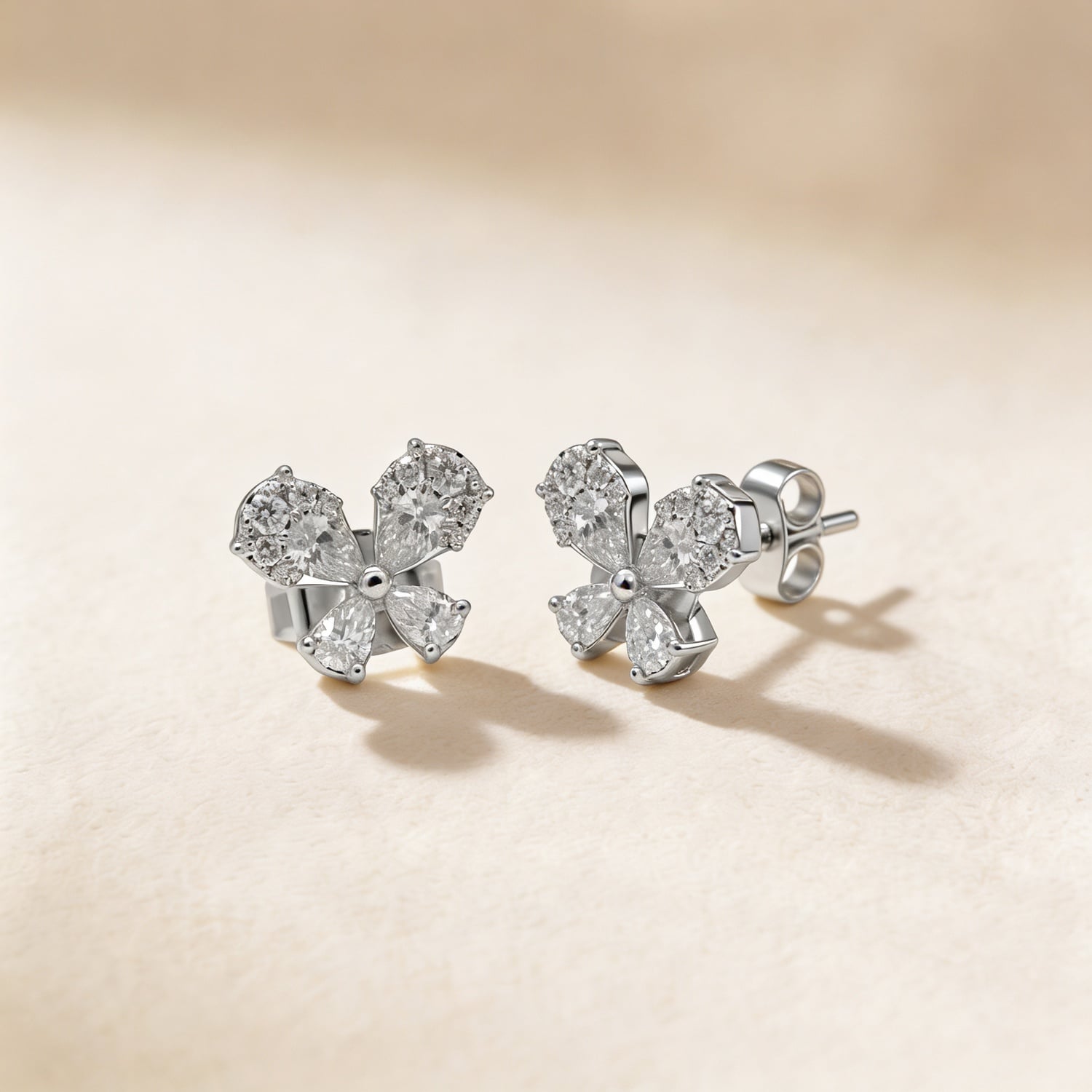 Flora Diamond Earring in 18K White Gold