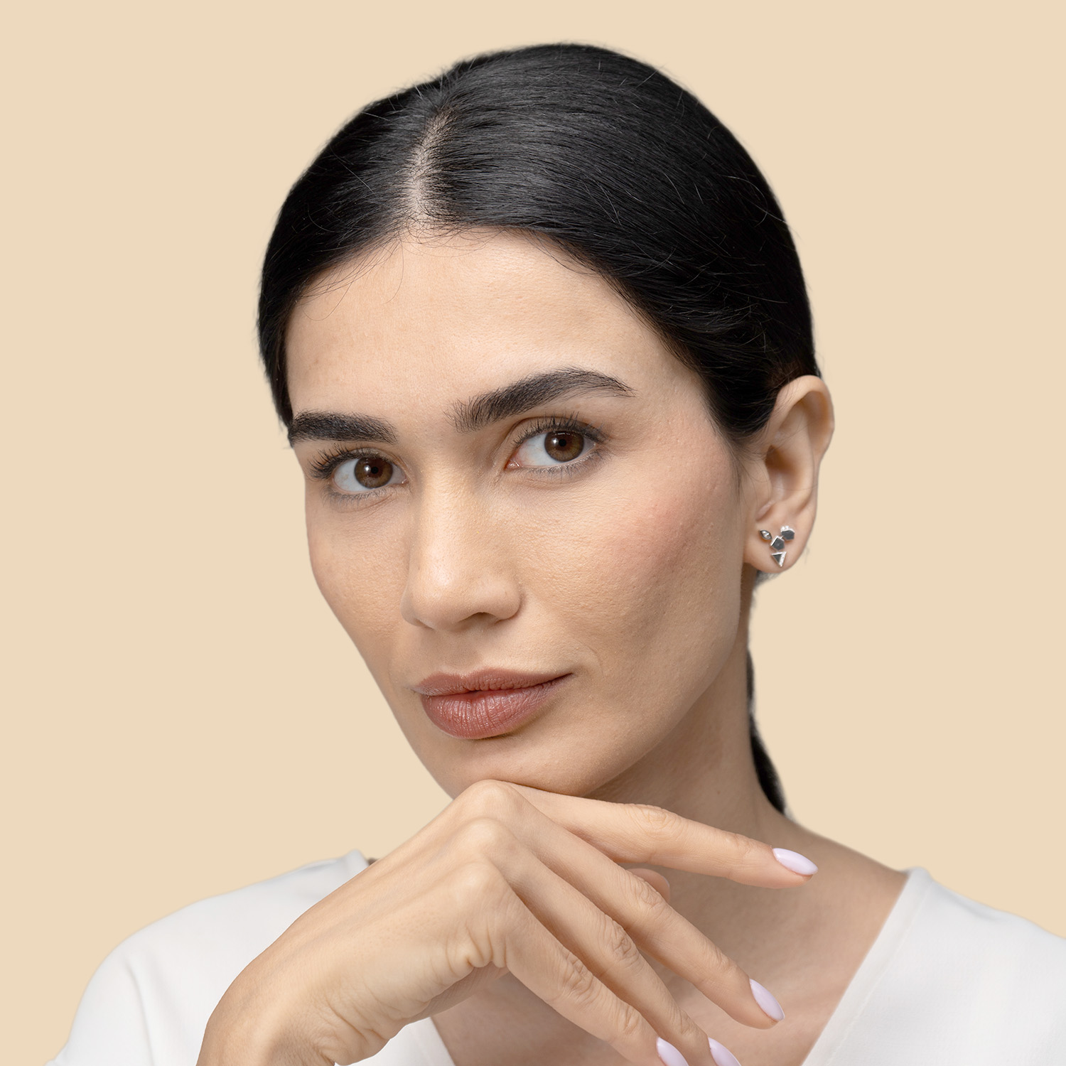 Glacial Earring In 18k White Gold Studded With Diamonds