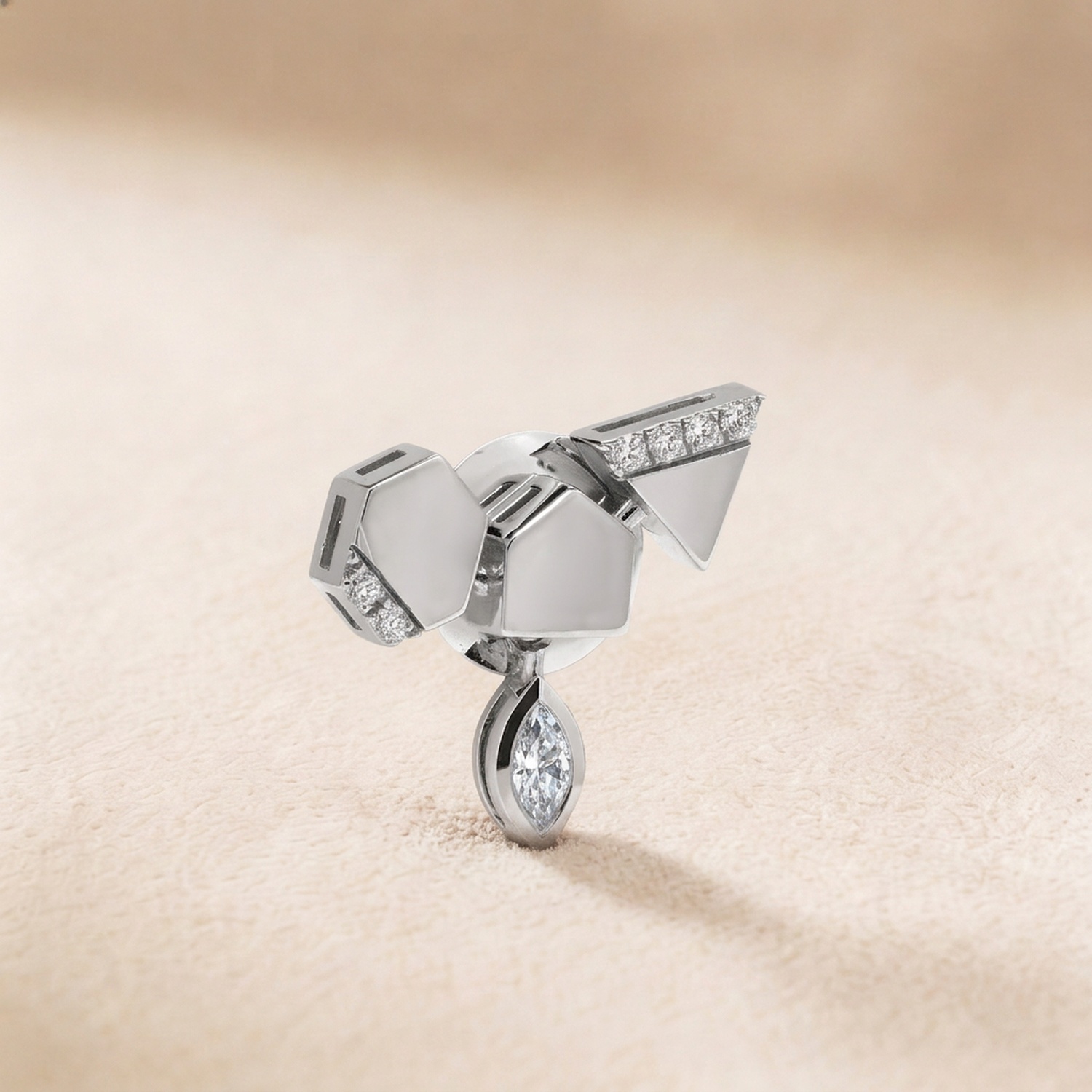 Glacial Earring In 18k White Gold Studded With Diamonds