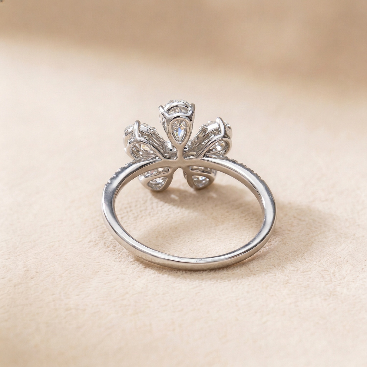 Flora Diamond Ring In 18k White Gold