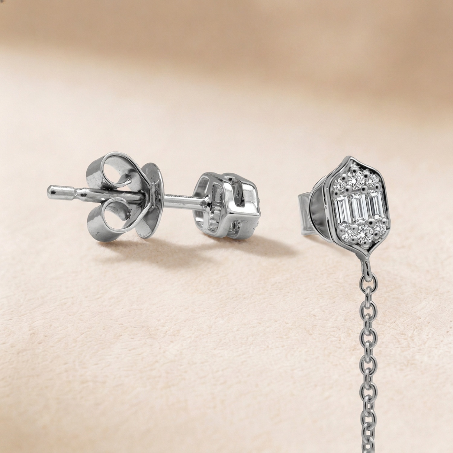 Palace Baguette Cut Long 0 3carat Diamond Drop Earrings 18k White Gold