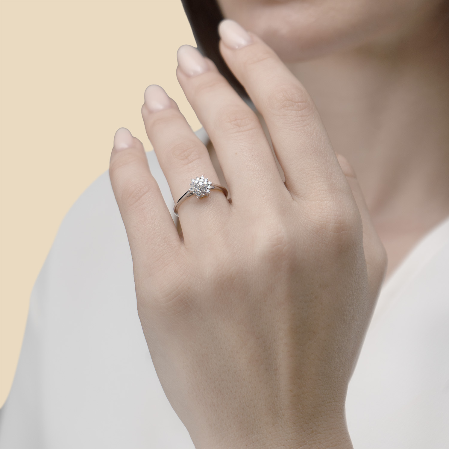 Pyramid 18k Yellow Gold Diamond Ring