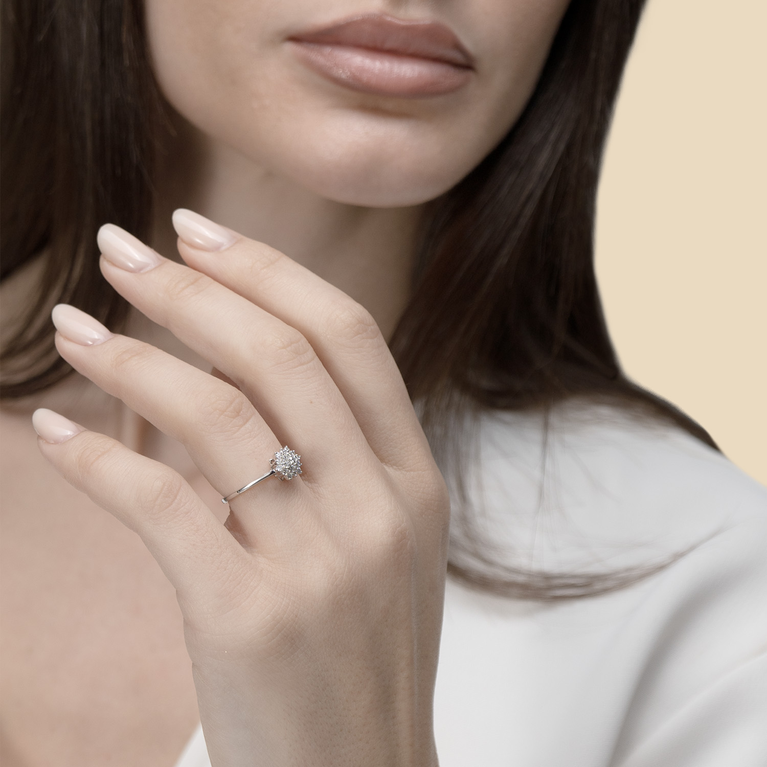 Pyramid 18k Yellow Gold Diamond Ring