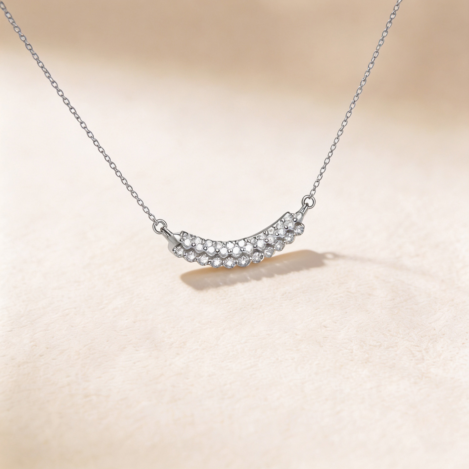 Zenith Diamond Necklace in 18K White Gold