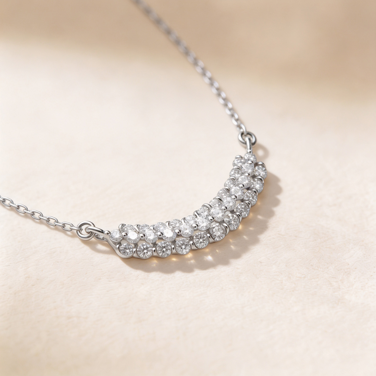 Zenith Diamond Necklace in 18K White Gold