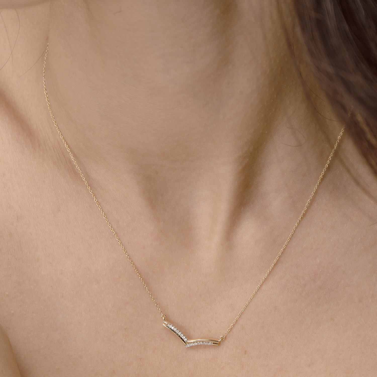 Youth Peak 18K Yellow Gold Diamond Necklace